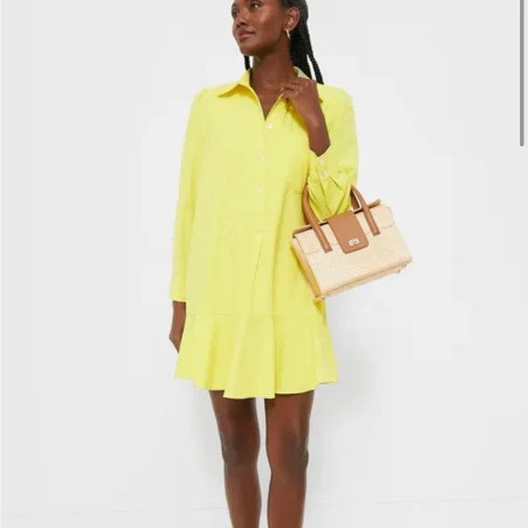 Tuckernuck Neon Yellow Crepe Callahan Shirt Dress - Picture 2 of 13